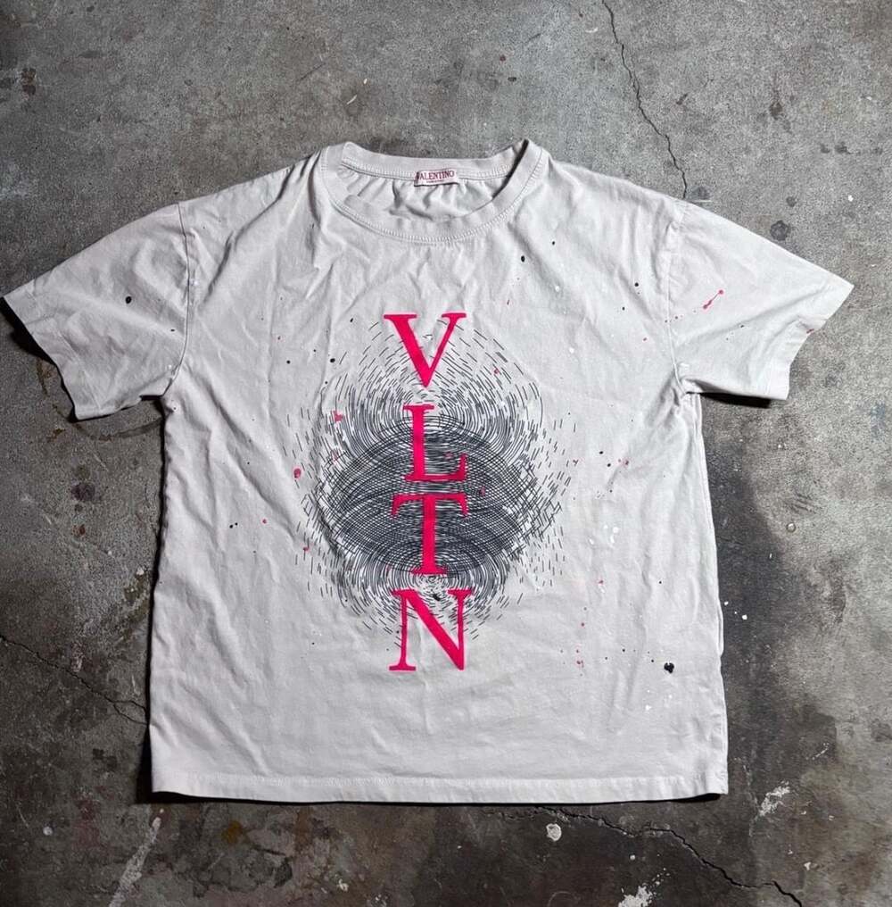 Valentino Vltn Fingerprint Graphic Print Size S T-Shirt